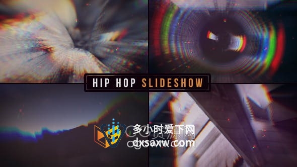 AE模板-嘻哈幻灯片视频制作现代故障介绍图文动画宣传
