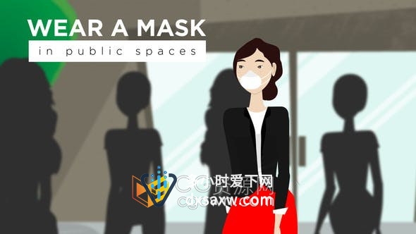 AE模板-卡通女性角色人物在公共场合解说视频动画制作