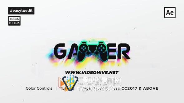 赛博朋克RGB霓虹灯故障LOGO标志动画效果视频制作-AE模板