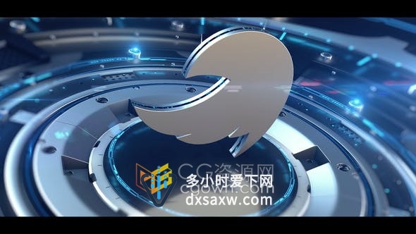 高科技HUD三维金属场景动画演绎标志LOGO视频片头宣传-AE模板