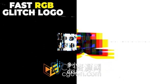 快速Rgb分割马赛克故障Glitch Logo技术标志片头-AE模板