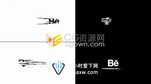 AE模板抽象数字失真rgb分离故障标志显示动画