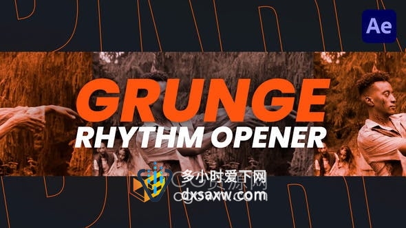AE模板-Grunge风格动画节奏开场白视频片头动画