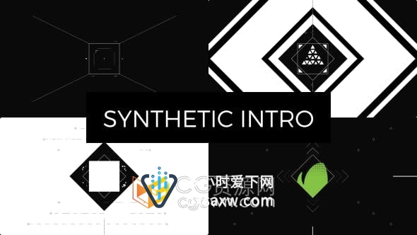 AE模板-平面数字几何图形合成演变揭示音乐图标游戏标志LOGO片头