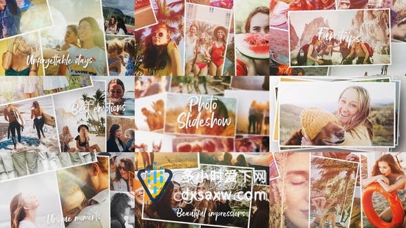 AE模板-夏季照片幻灯片浪漫婚礼旅游回忆相册视频制作