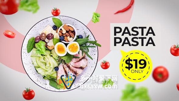 AE模板-美味食物广告宣传菜单价格介绍食品图片动画视频