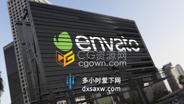 AE模板-E3D制作城市街道大型3D广告牌翻转展示动画效果视频