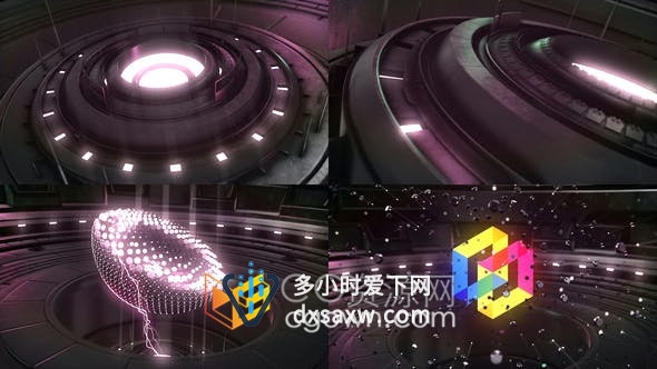 3D机械设备转动揭示科技游戏标志LOGO片头-AE模板