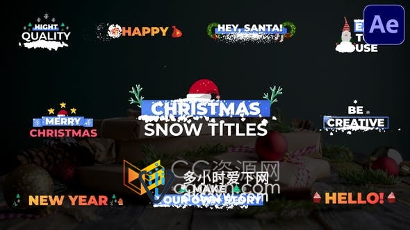 Christmas Snow Titles圣诞节主题冬天雪花卡通视频字幕标题-AE模板