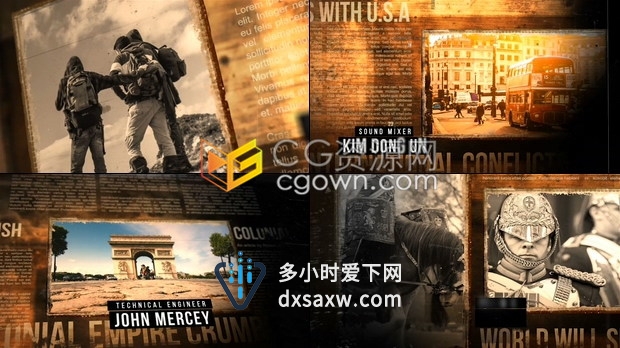 AE模板历史概念纪录片折叠动画展示老照片文化宣传视频相册效果