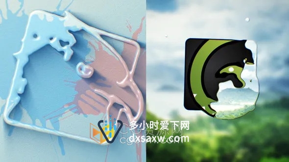 液体雨水汇聚成LOGO效果3D标志动画视频片头制作工程-AE模板