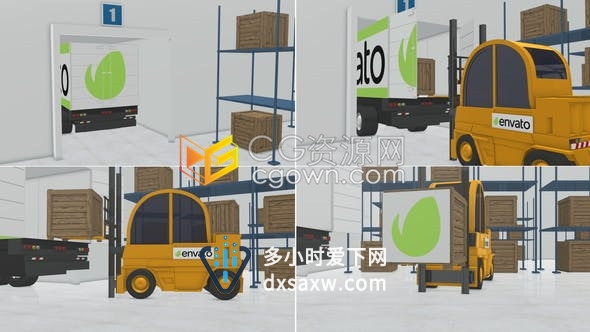 AE模板-三维立方体生动木箱动画揭示快递物流仓储公司企业标志片头