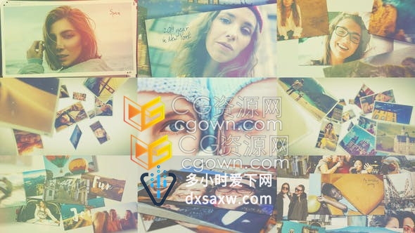 分享童年日子照片视频相册回忆旅行周年纪念日家庭照幻灯片制作-AE模板