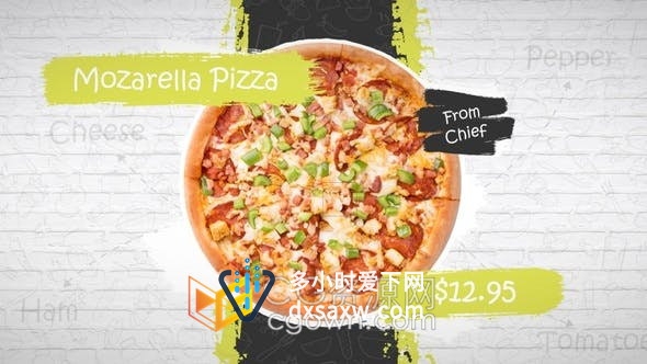 笔刷图文动画展示烹饪美食餐饮菜单食品饮料餐厅宣传包装-AE模板