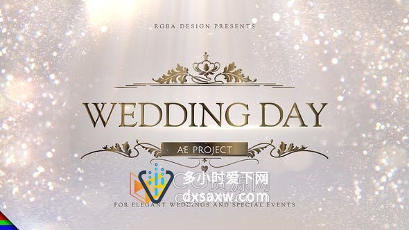 Wedding豪华唯美粒子光效婚礼幻灯片视频相册动画制作-AE模板