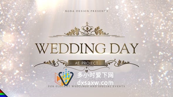 Wedding豪华唯美粒子光效婚礼幻灯片视频相册动画制作-AE模板