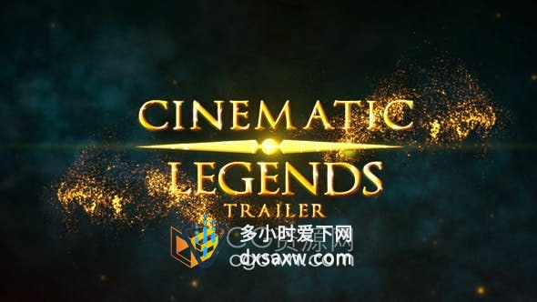 AE模板-传奇电影预告片黄色粒子特效宣传标题动画视频
