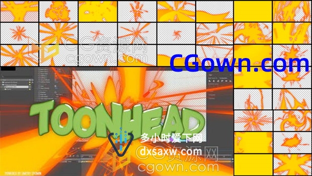 AE模板-制作游戏能量爆发光效卡通动画过渡转场效果素材4K分辨率第五套