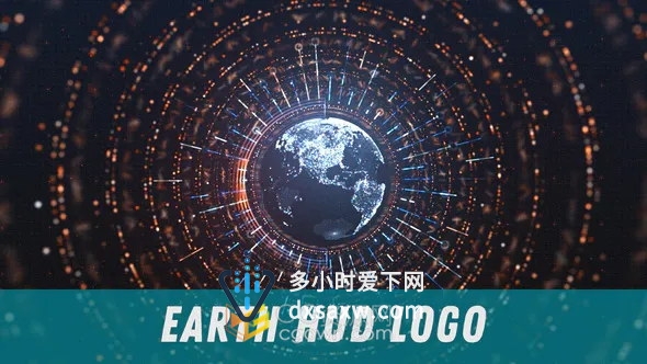 地球FUI球体粒子HUD显示科技公司宣传视频片头Logo动画-AE模板