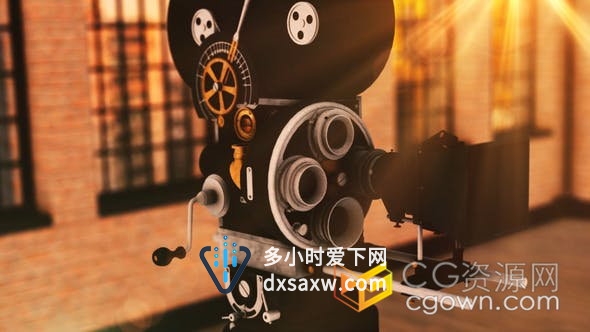 复古三维聚光灯摄影机器展示电影颁奖片头片尾娱乐公司标志介绍-AE模板
