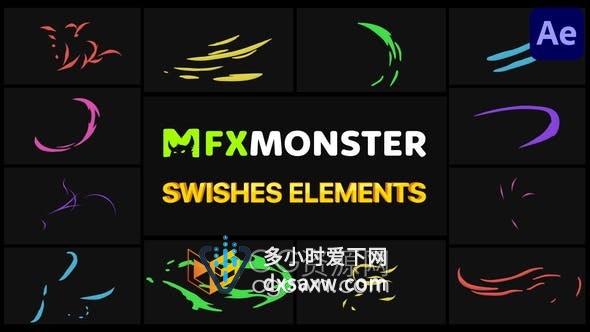 AE模板-酷炫MG动画图形视频设计12 Swishes Elements