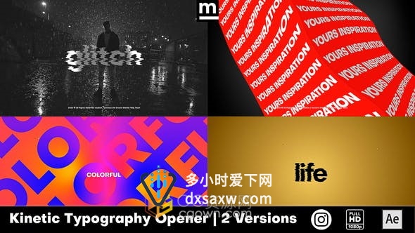故障动画媒体视频片头动力学创意文本标题效果制作-AE模板
