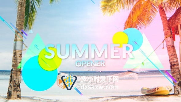 夏季时尚开场短片假期旅行动态快速动画视频片头效果制作-AE模板