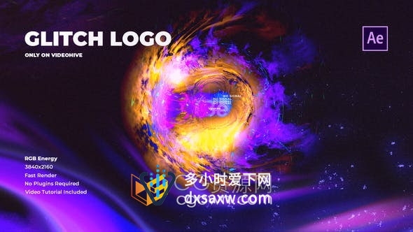AE模板-Glitch Logo Super故障RGB动画视频片头4K