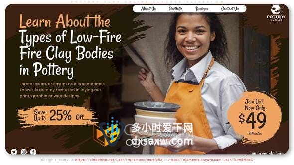 AE模板-雕塑家陶土加工大师艺术家绘画班老师宣传广告视频