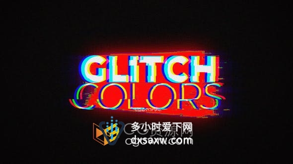 AE模板-Glitch Colors Logo颜色故障抽象动画视频片头制作