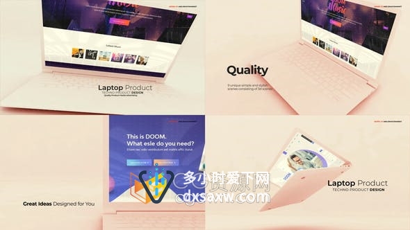 笔记本电脑样机展示屏幕截图网站开发网页设计动画宣传视频-AE模板