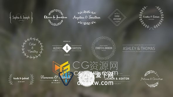 AE模板-Wedding Titles典雅复古时尚婚礼标题徽章字幕动画