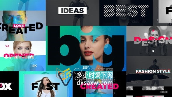4K分辨率大文字标题遮罩创意图形时尚动感快速介绍现代视频片头-AE模板