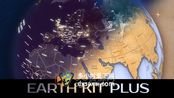 AE模板-国家地球科学实验地球变焦放大缩小A点到B点动画地图