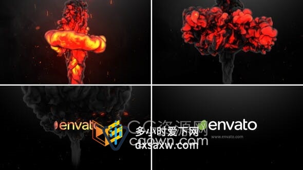 奇妙变形燃烧火焰烟雾碰撞展示标志文字片头-AE模板