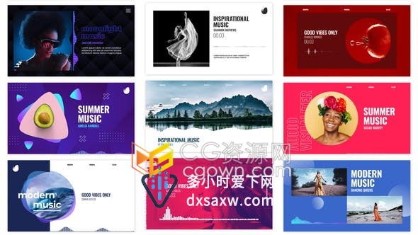 AE模板20种音频可视化效果歌曲页面设计音乐新专辑发布封面播放视频