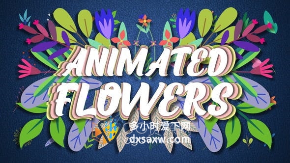 AE模板-4k分辨率彩色自然叶子花卉卡通图形动画