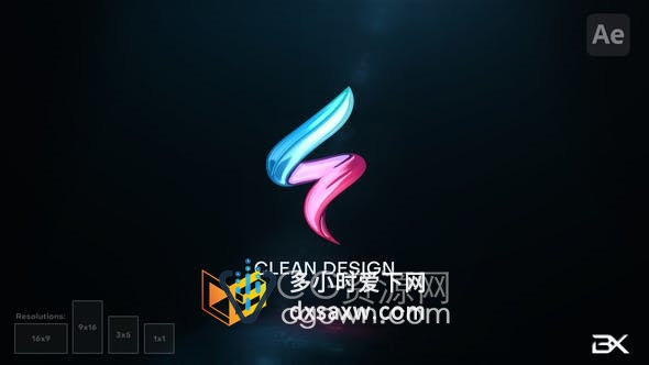 极简创意标识彩色线条演绎社交网络品牌标志LOGO动画-AE模板