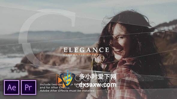 AE与PR模板-优雅幻灯片线条分割遮罩展示图片动画视频