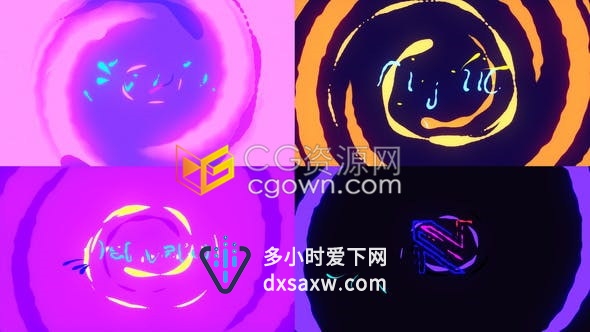 活力多彩卡通发光液态动画效果Flash FX元素游戏流媒体频道LOGO动画-AE模板