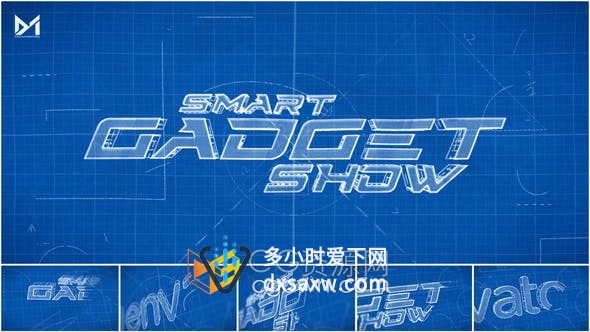 AE模板-蓝图建造施工设计绘图线条动画LOGO视频片头