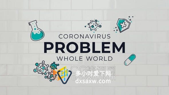 Virus Pack 18种医学图标9个标题流行病健康卫生介绍-AE模板