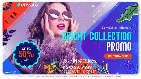 时尚多彩过渡效果动感时装模特演示换季折扣活动服装精品店商业广告-AE模板
