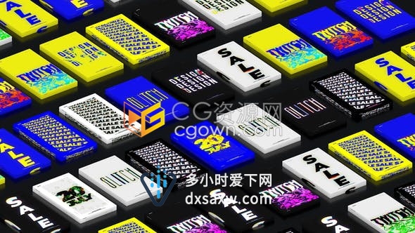 波浪变形故障标题垂直版创意宣传海报动态文字广告-AE模板