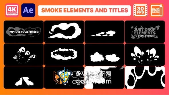 AE模板-烟雾元素动画与标题视频字幕Smoke Pack And Titles