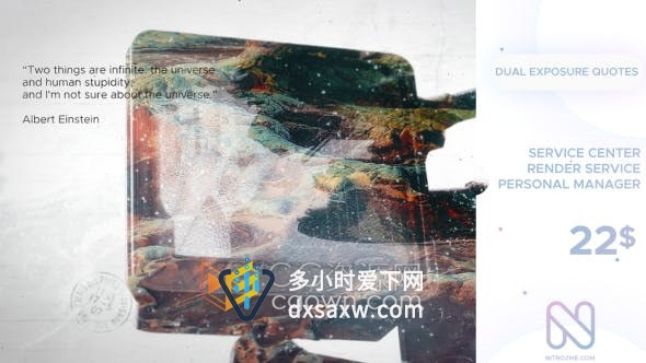 3D艺术双重曝光混合展示照片动画相册宣传片效果制作-AE模板