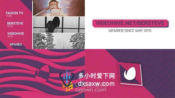 明亮时尚设计风格图形动画电视媒体频道视频包装片头LOGO字幕条-AE模板