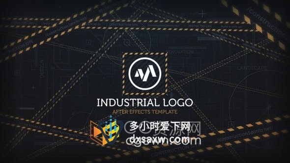 工业建筑数字几何线条公司标志LOGO片头-AE模板