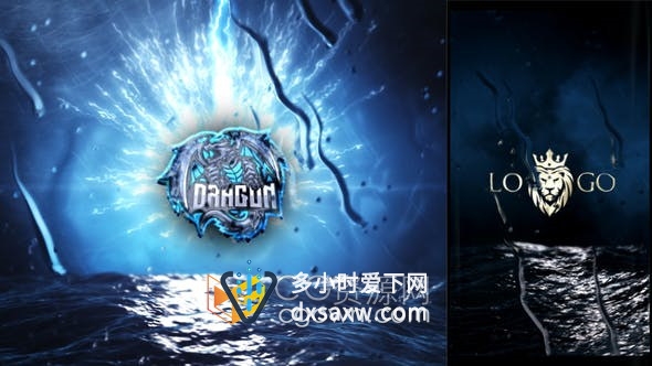 AE模板-海面风暴闪电玻璃流动雨水恐怖视频片头动画
