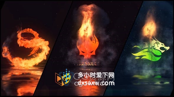 AE模板-富有能量热气烟雾火焰效果标志LOGO动画
